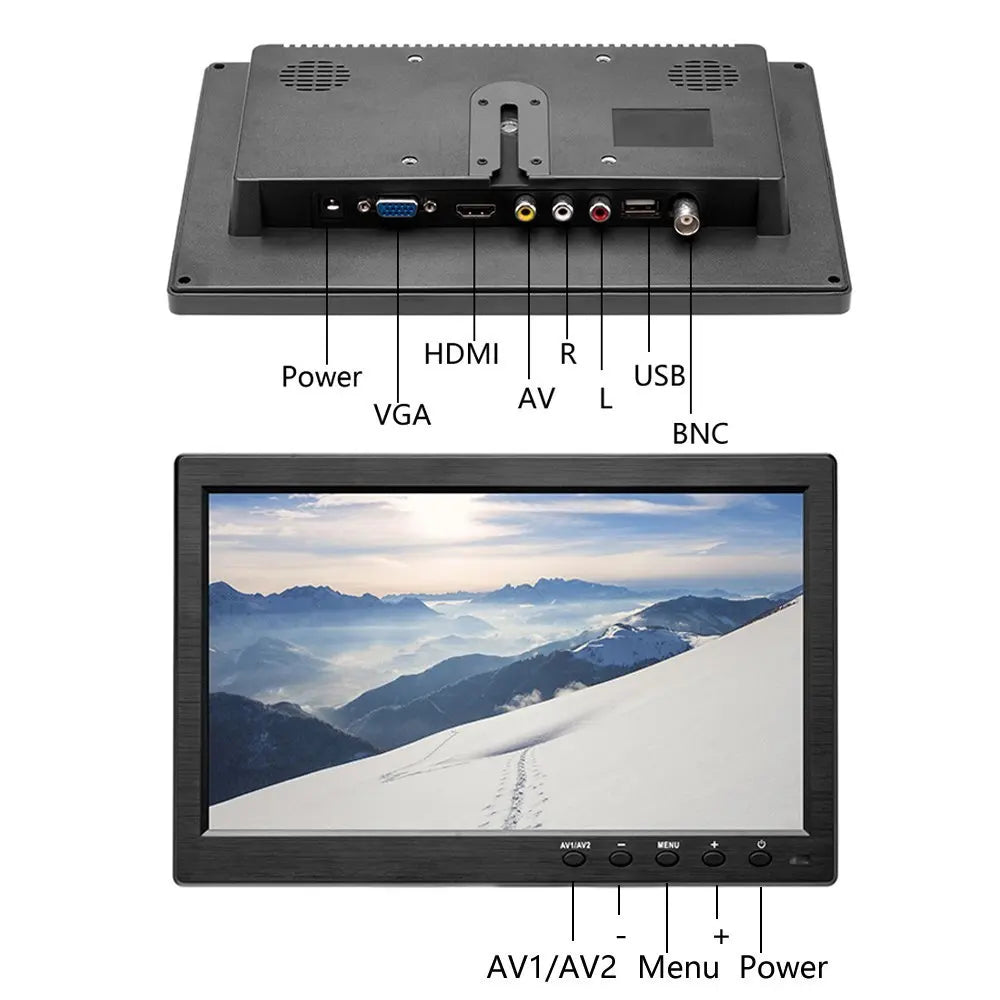 10.1" LCD HD Monitor, Mini TV & Computer Display Screen with HDMI VGA AV