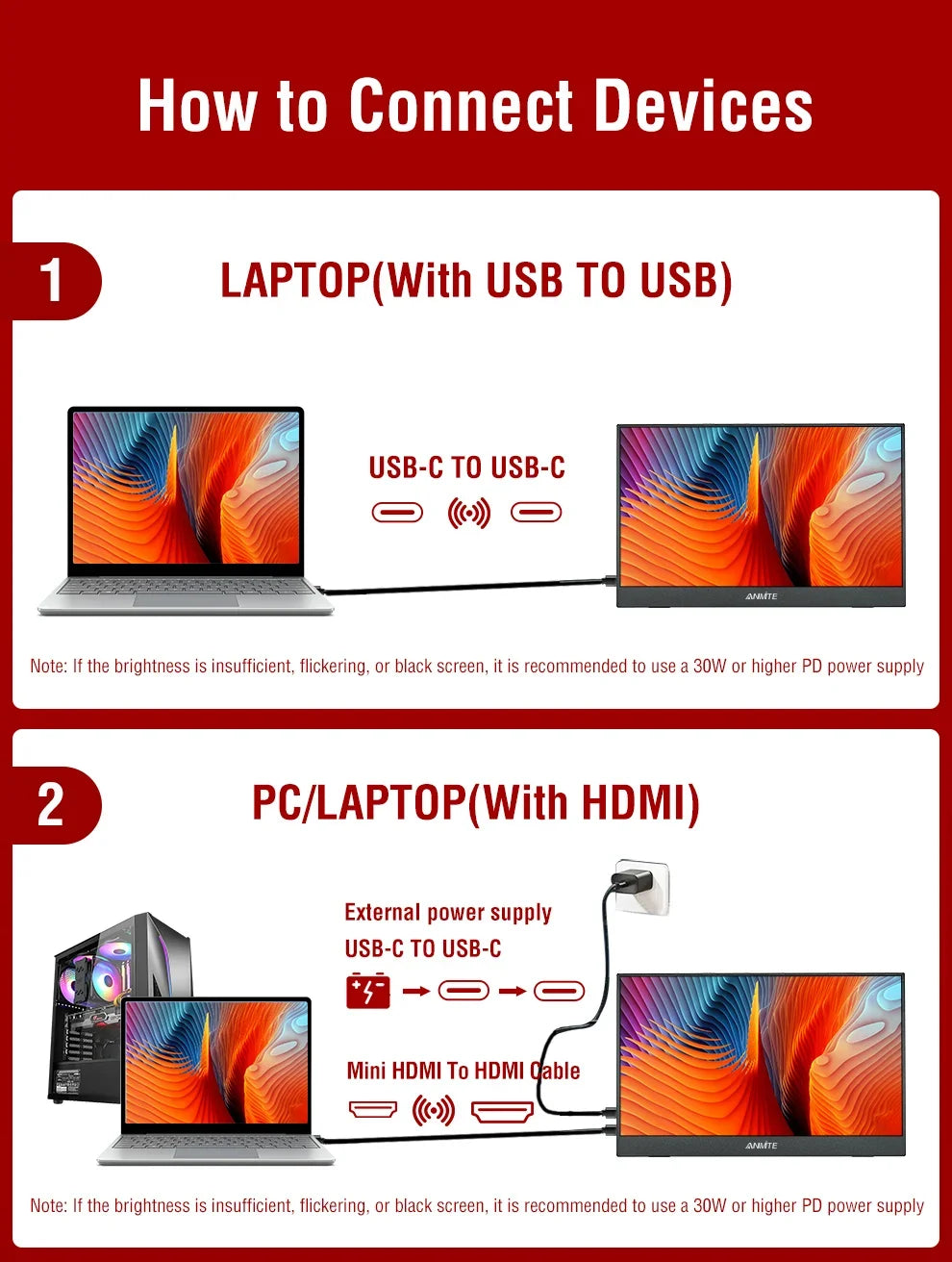 14 Inch Portable Touch Screen Monitor - Gaming Computer Extended Display 14"