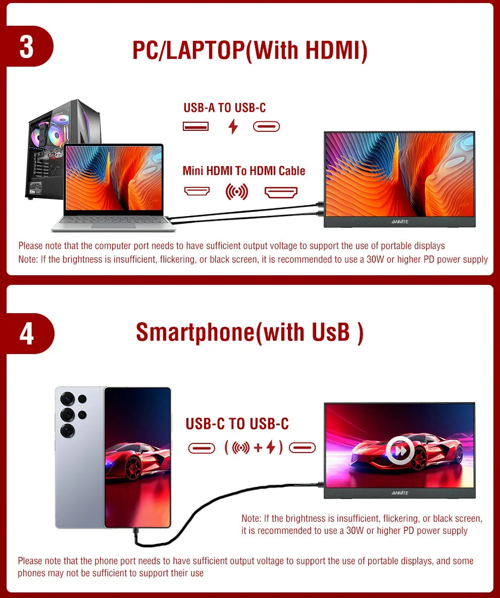 14 Inch Portable Touch Screen Monitor - Gaming Computer Extended Display 14"