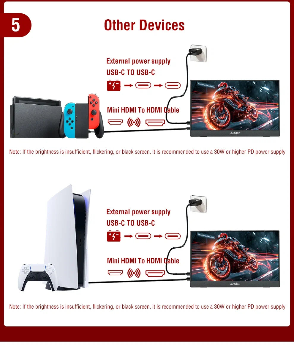 14 Inch Portable Touch Screen Monitor - Gaming Computer Extended Display 14"