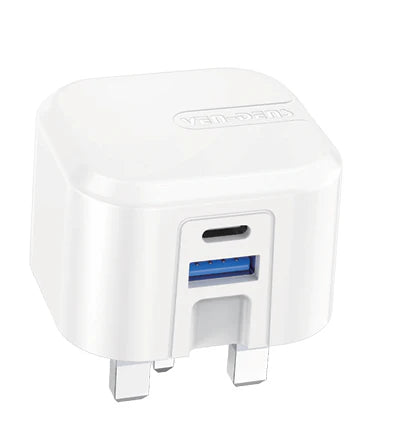 20W Foldable Dual USB-A & USB-C Fast Charger Adapter for Samsung Galaxy, iPhones & Android