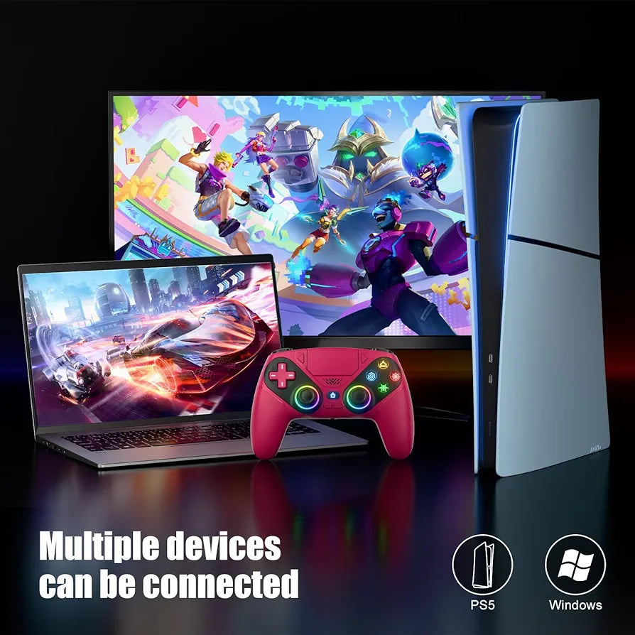 Nonbliep Wireless Controller for PS5/Slim/Pro/PC, Bluetooth Gamepad with Back Paddles, Speaker, Dual vibration, 6-Axis Sensor, Turbo, Macro, Touchpad and 3.5mm Audio Jack