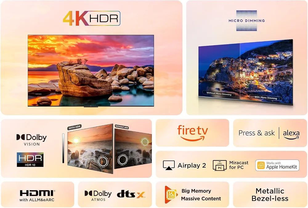 TCL 55PF650K 55-inch 4K Ultra HD, HDR TV, Smart LED Fire TV 
