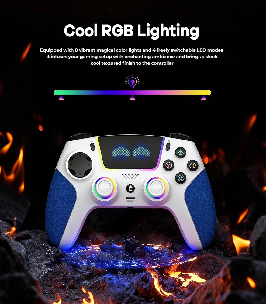 SFGSUP Wireless Pro Controller for PS5, PC, Mac, Steam Deck, Blue-White