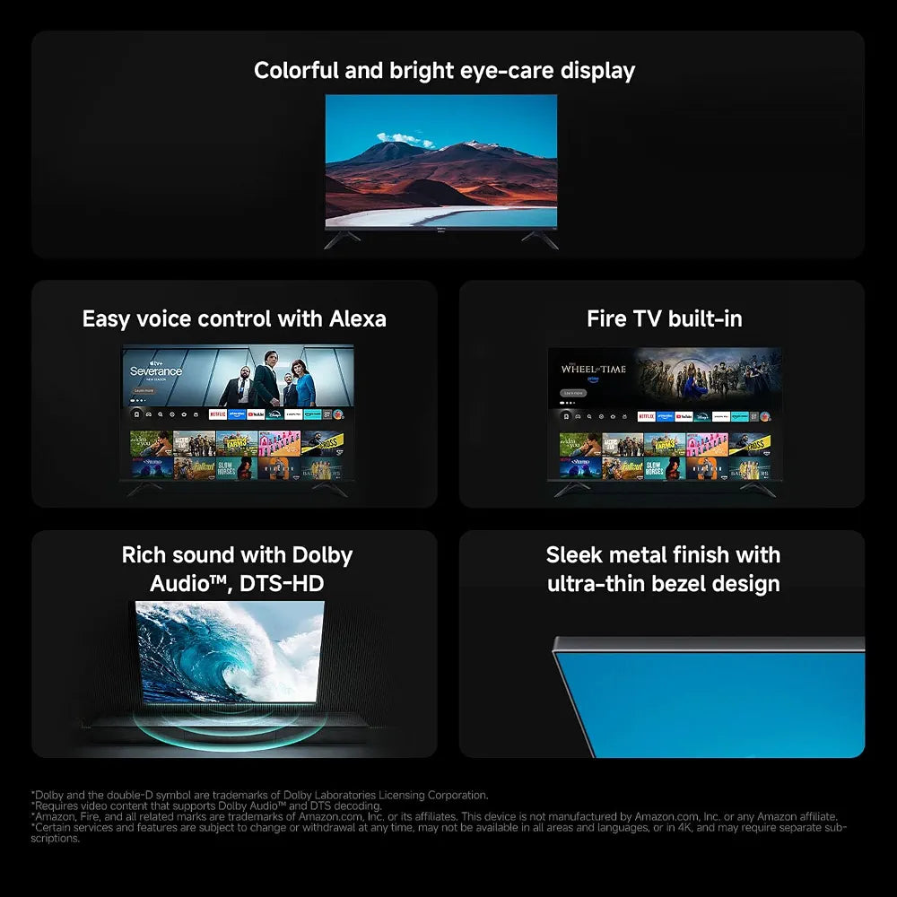 XIAOMI TV F 32, 32 Inch , HD, Smart TV, Fire TV, Dolby Audio™, DTS Virtual:X S Alexa Voice Control, Works with Apple AirPlay, [Model Year]