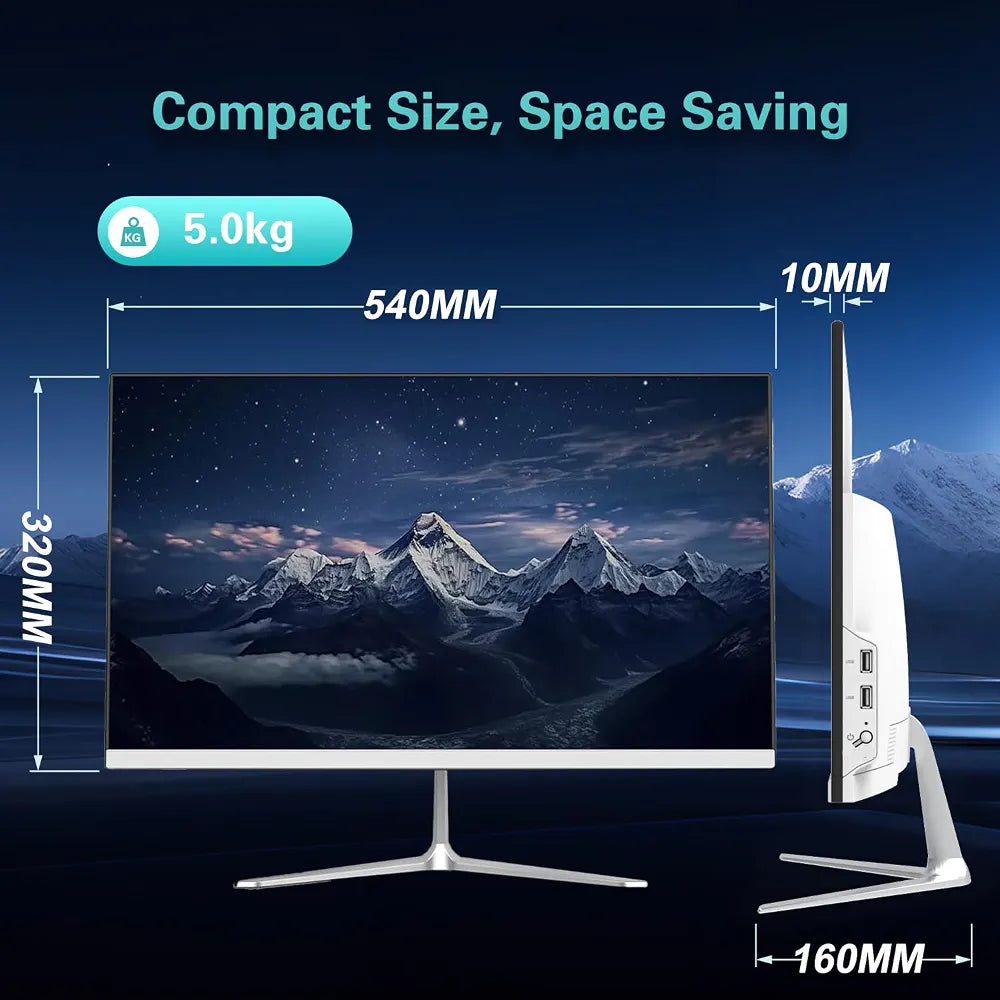 23.8" All-in-One PC, Intel i5-12450H 8-core, 16GB RAM, 256GB SSD, includes wired keyboard & mouse. Pre-installed Windows 11 Pro, ideal for home and office 