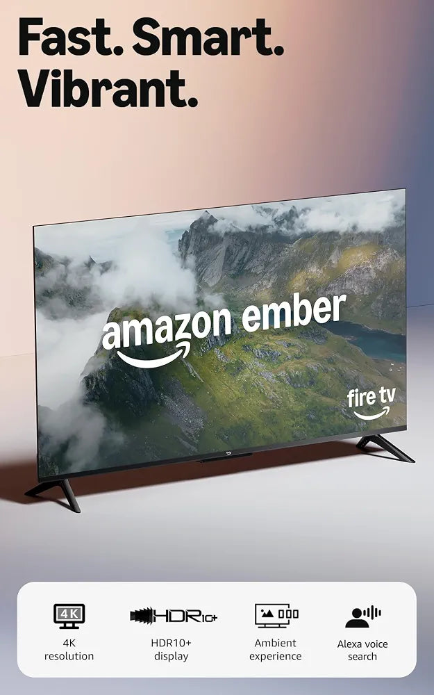 Amazon Ember 50" 4-Series with Fire TV , 4K Ultra HD smart TV with Alexa Remote, HDR10+, fast processor, Dolby Audio, Ambient Experience, free and live TV