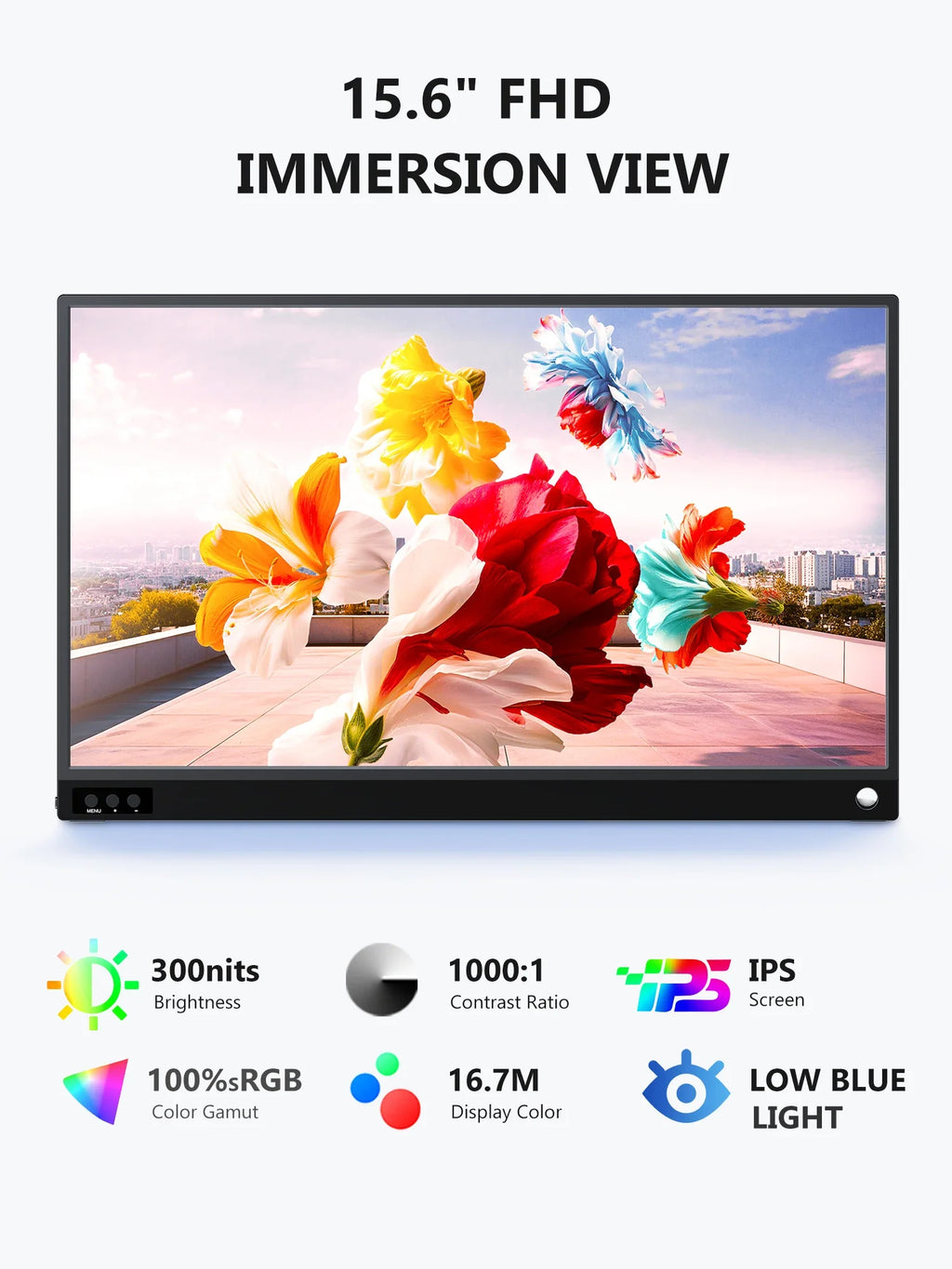15.6" Portable Monitor - 1920x1080 IPS USB-C Mini HDMI Extend Display Screen