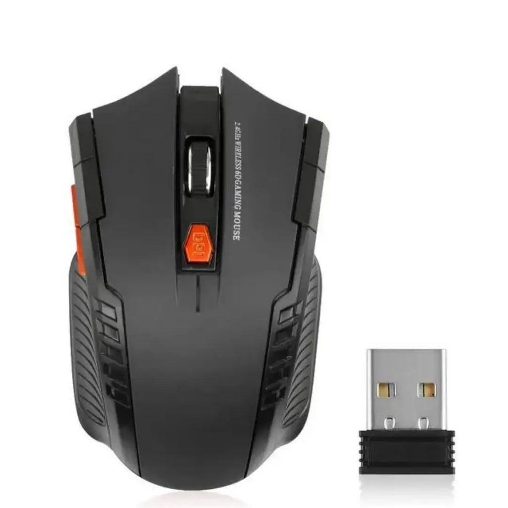 2.4G Wireless Black Mouse - 1600DPI Optical PC Computer Gaming USB Receiver