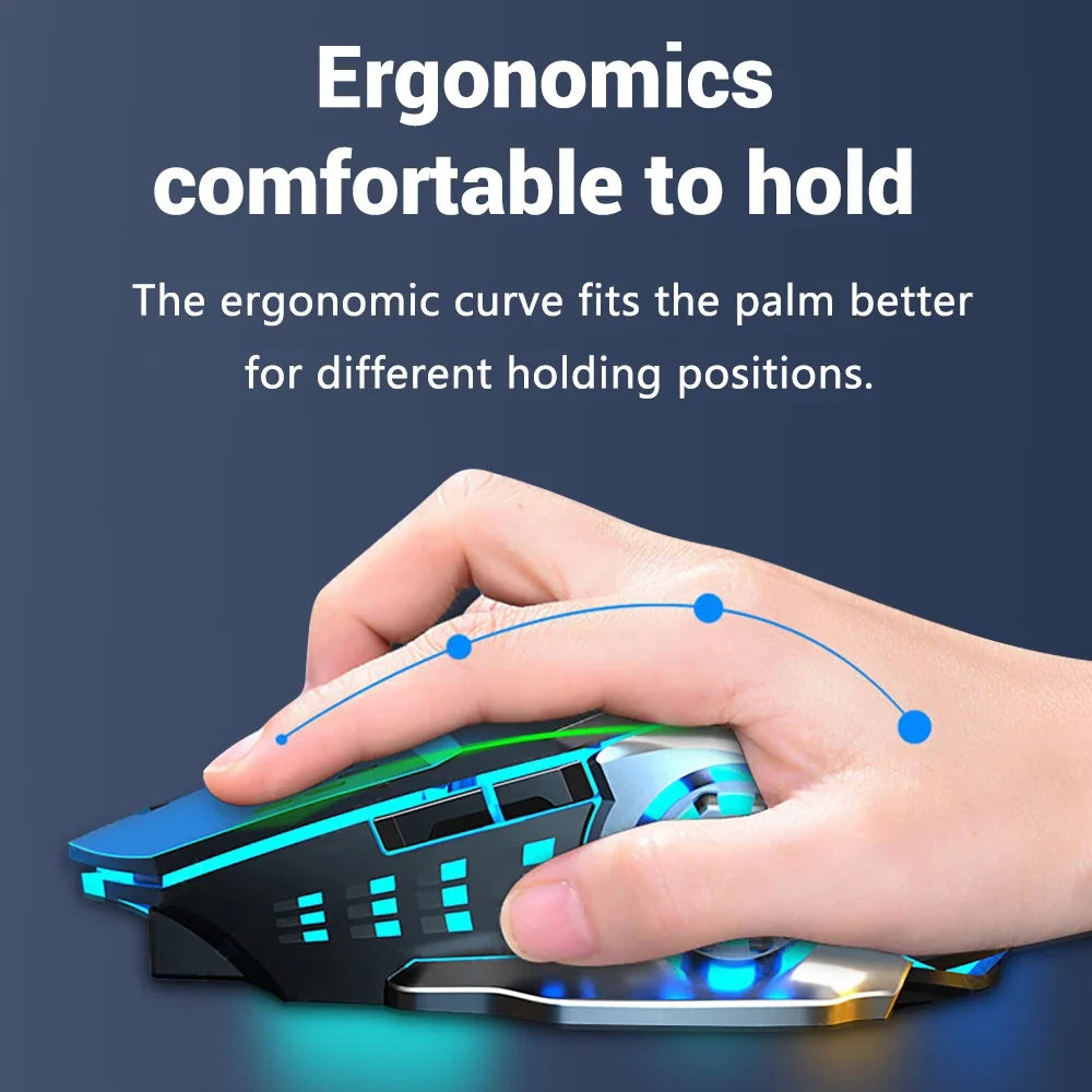 Wireless Bluetooth Mouse 2.4G USB Rechargeable Silent Ergonomic LED Computer Gaming