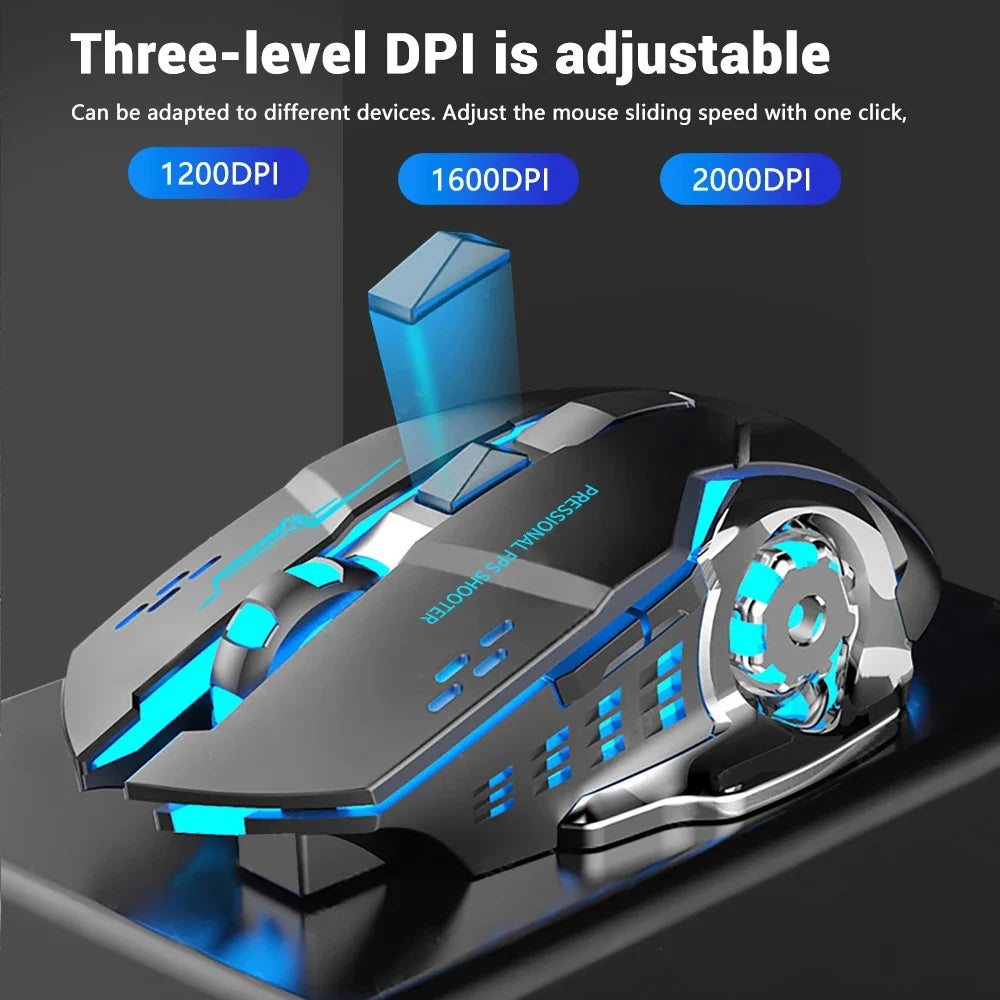 Wireless Bluetooth Mouse 2.4G USB Rechargeable Silent Ergonomic LED Computer Gaming