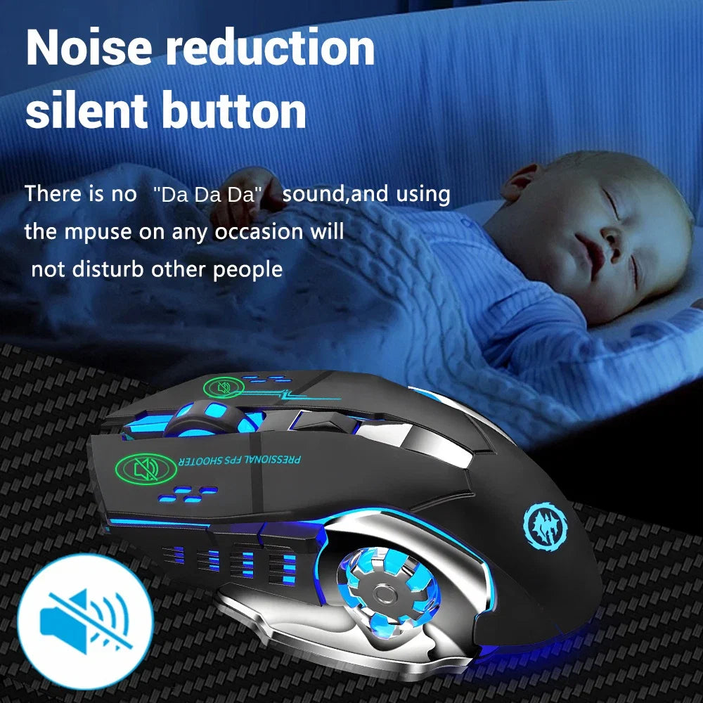 Wireless Bluetooth Mouse 2.4G USB Rechargeable Silent Ergonomic LED Computer Gaming