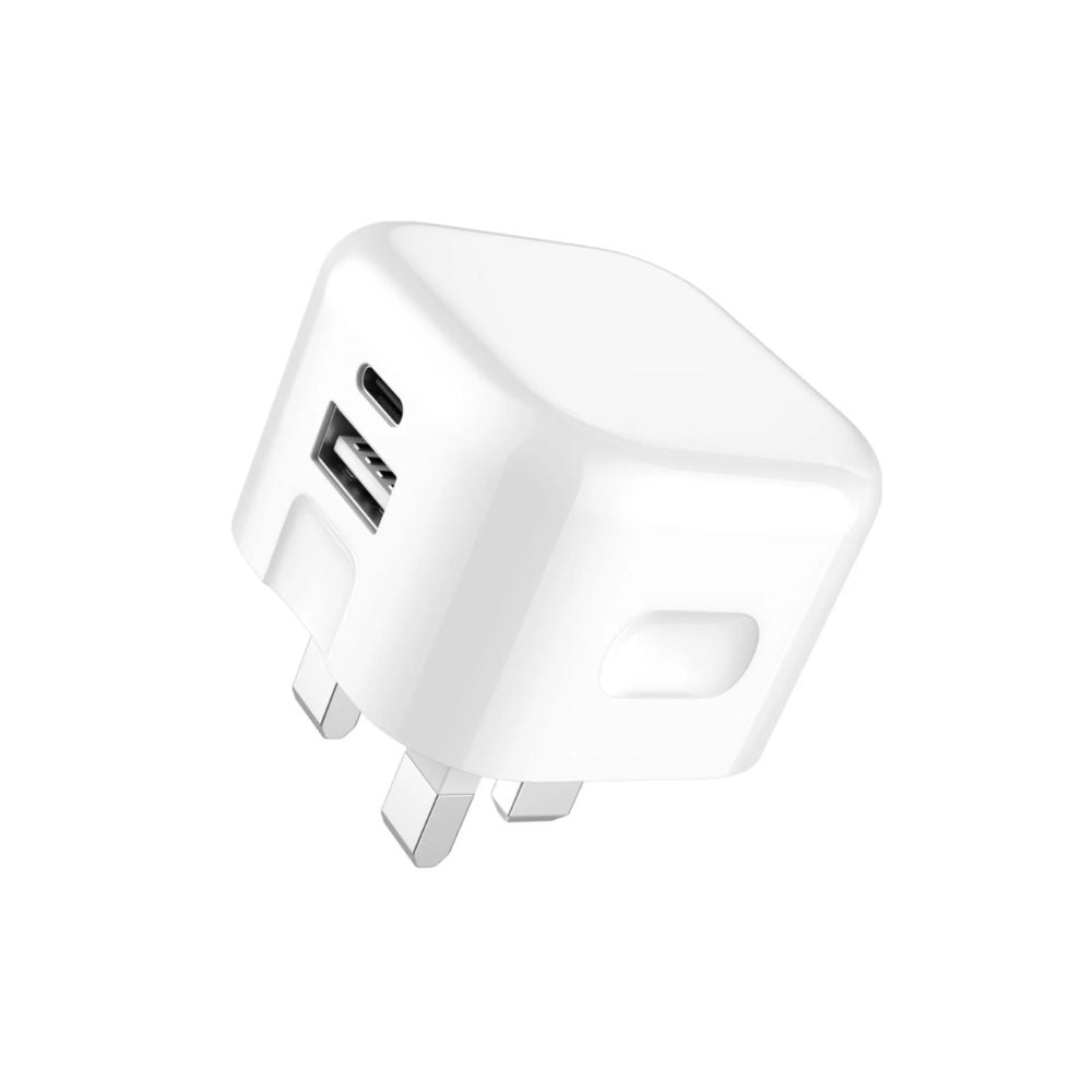 20W Foldable Dual USB-A & USB-C Fast Charger Adapter for Samsung Galaxy, iPhones & Android