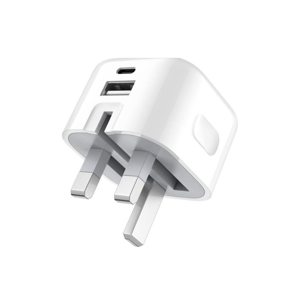 20W Foldable Dual USB-A & USB-C Fast Charger Adapter for Samsung Galaxy, iPhones & Android