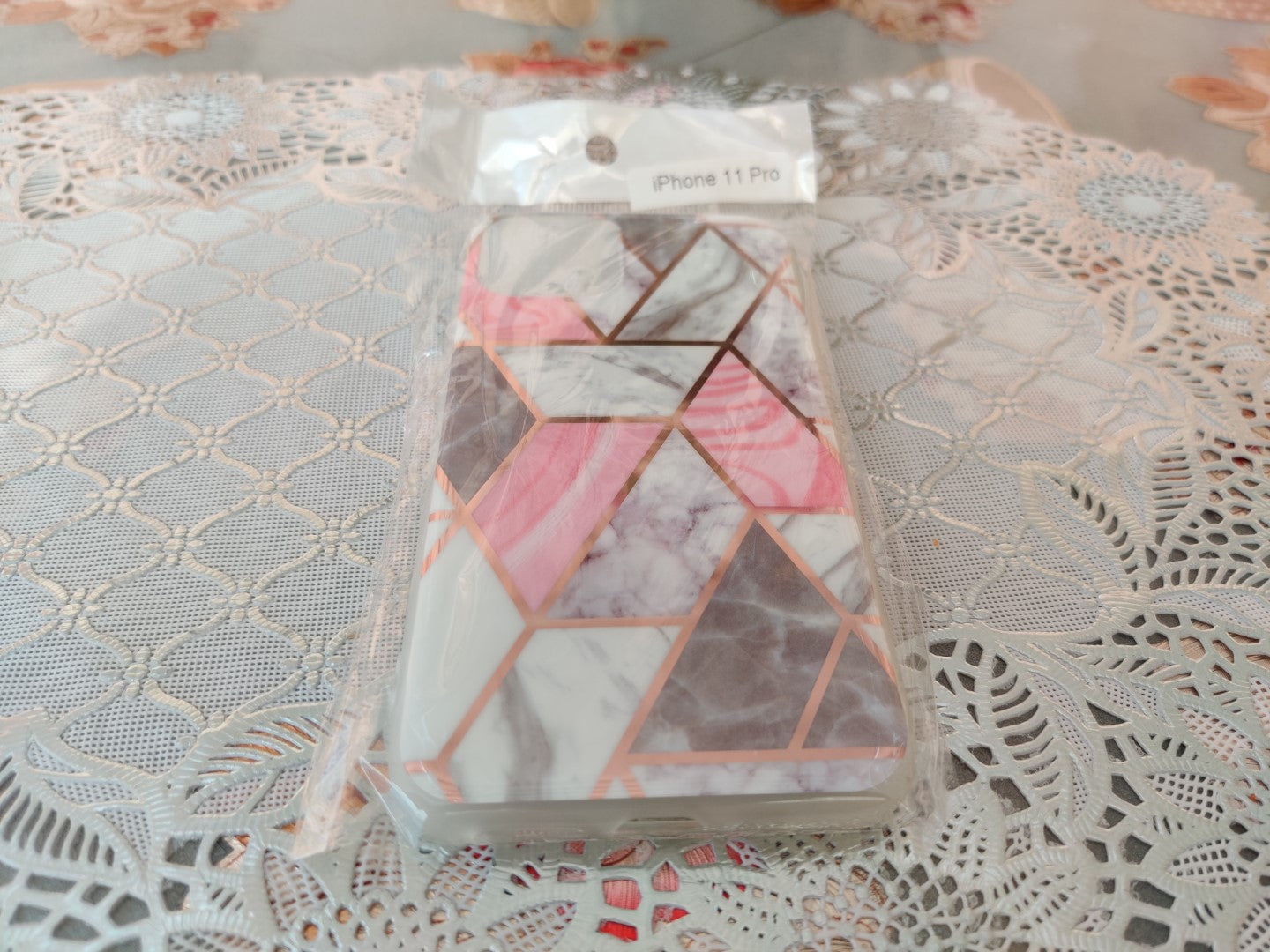 Marble Geometric TPU Coral Case - For iPhone 11 Pro