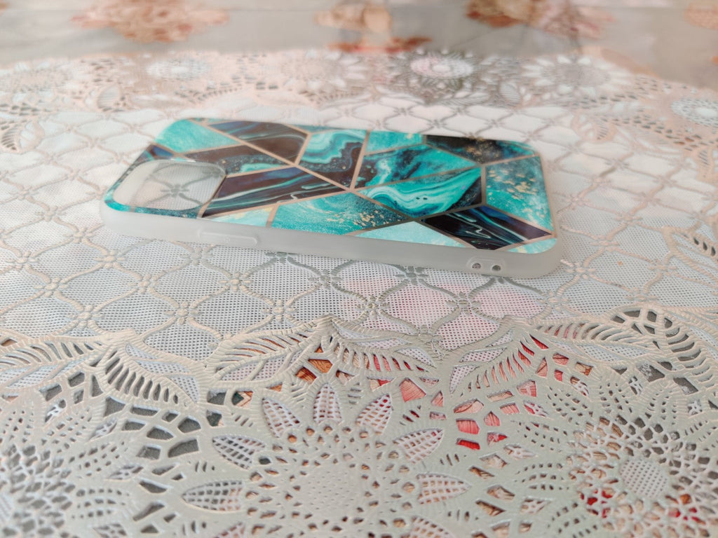 Marble Geometric TPU Blue Case - For iPhone 11