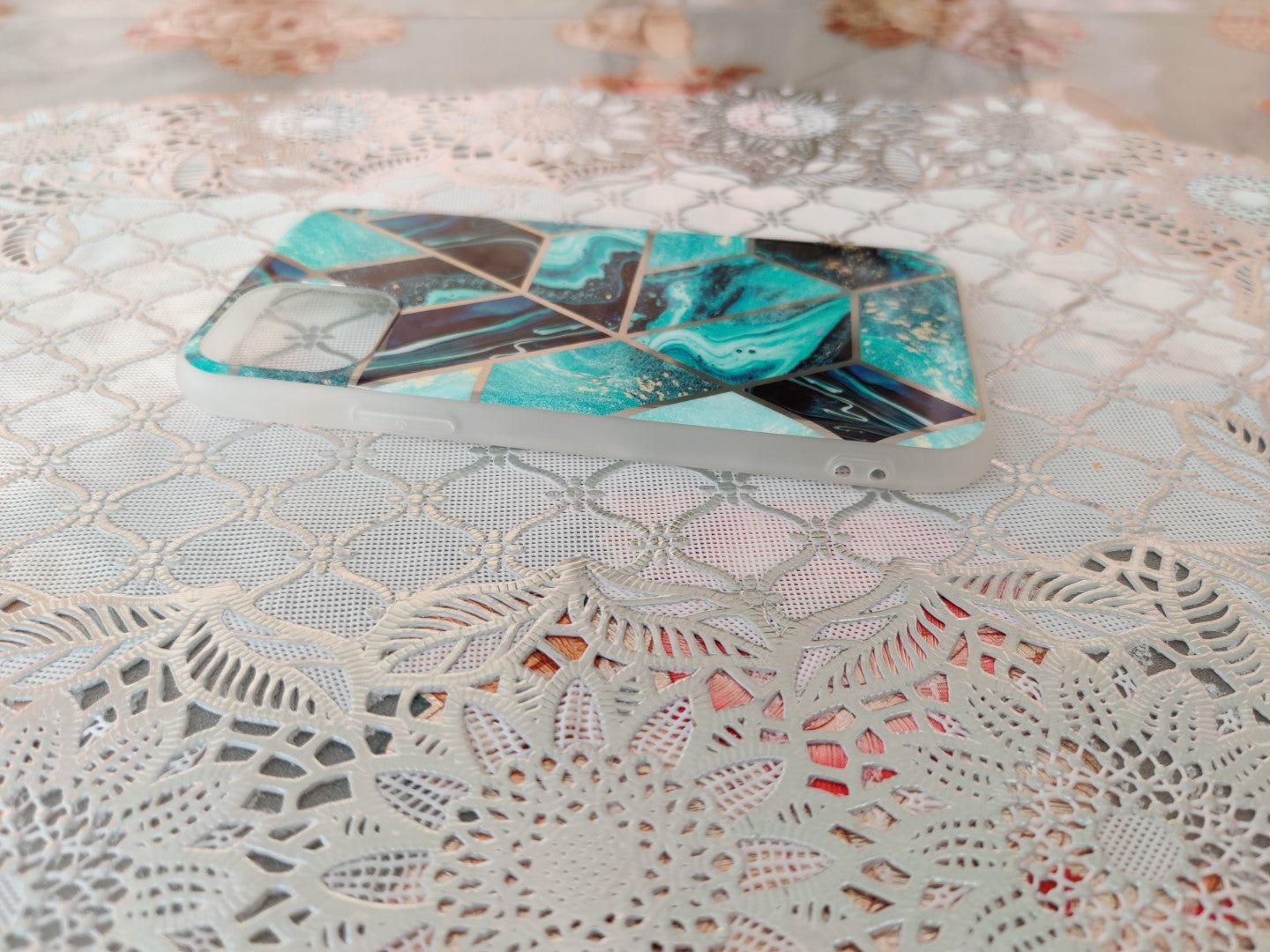 Marble Geometric TPU Blue Case - For iPhone 11