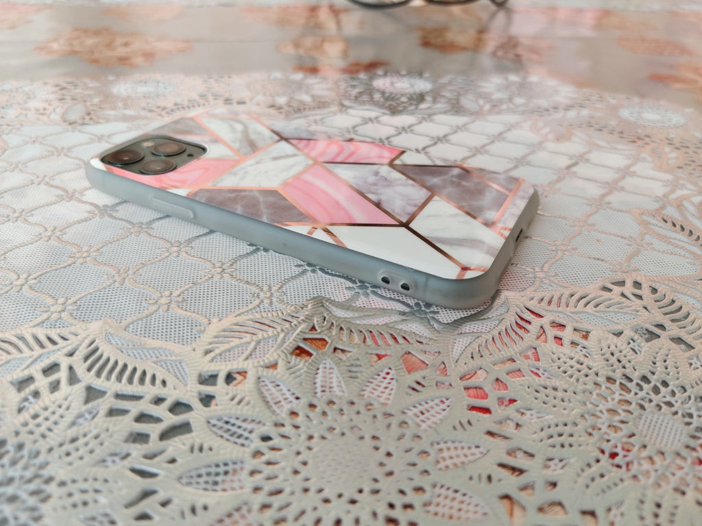 Marble Geometric TPU Coral Case - For iPhone 11 Pro