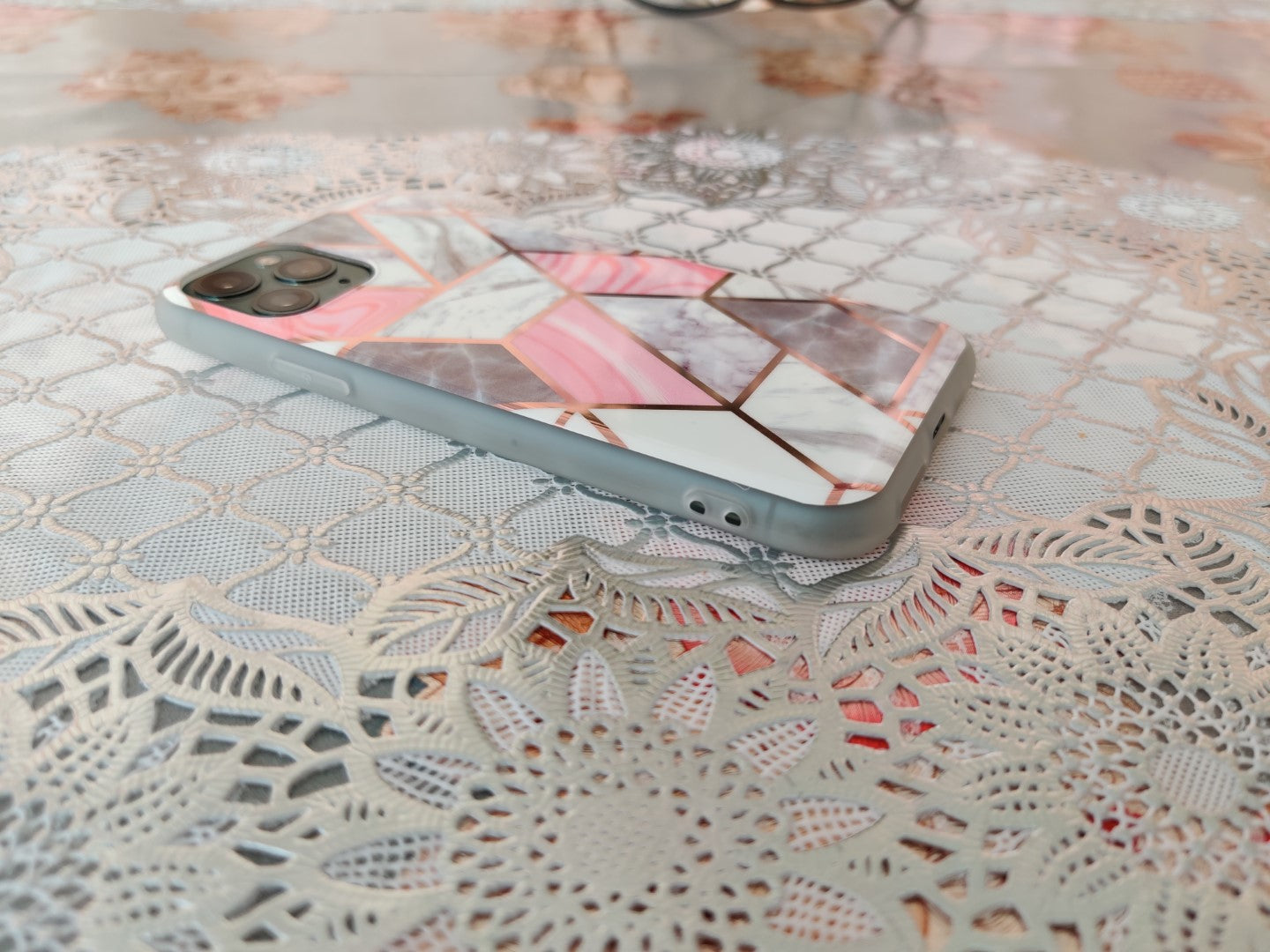 Marble Geometric TPU Coral Case - For iPhone 11 Pro