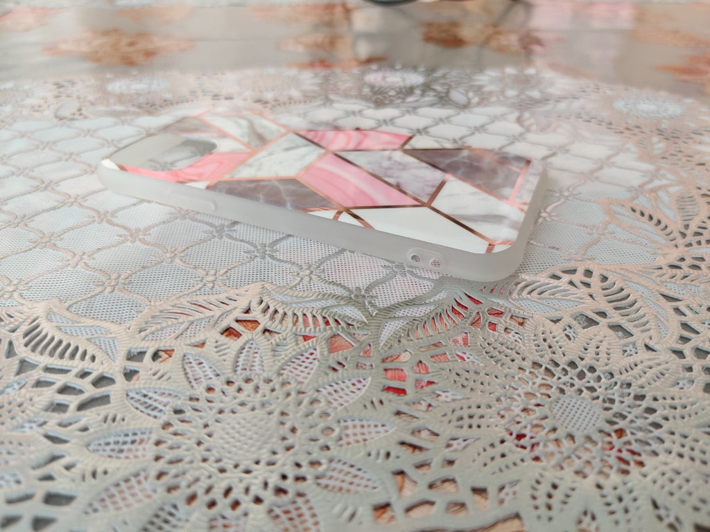 Marble Geometric TPU Coral Case - For iPhone 11