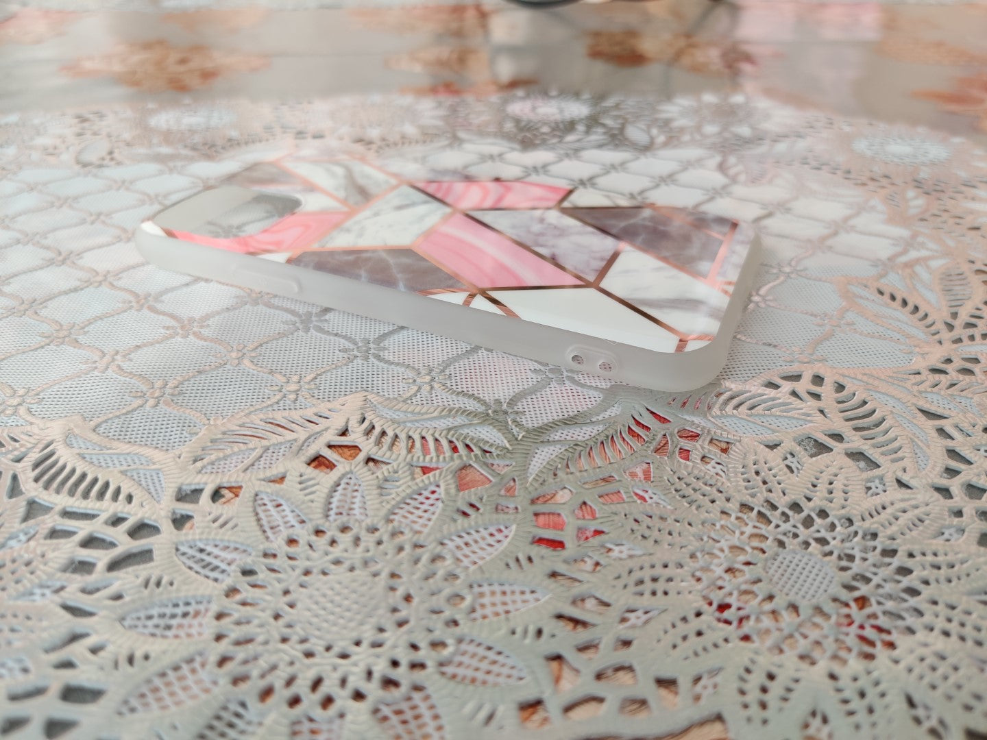 Marble Geometric TPU Coral Case - For iPhone 11