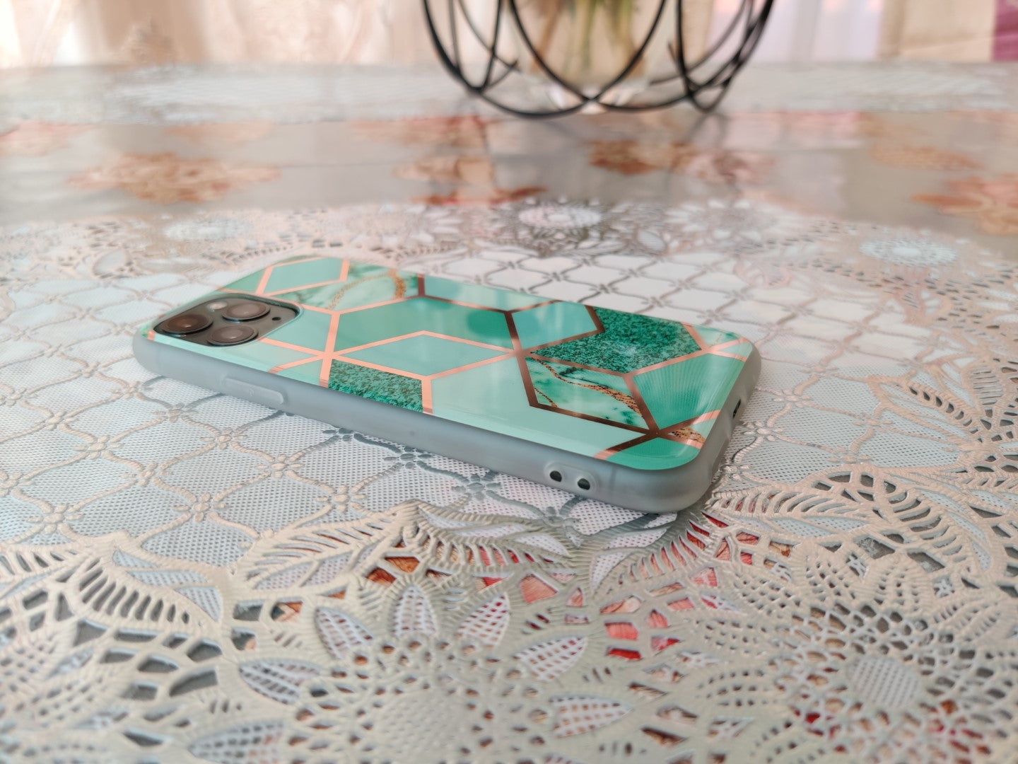 Marble Geometric TPU Green Case - For iPhone 11 Pro