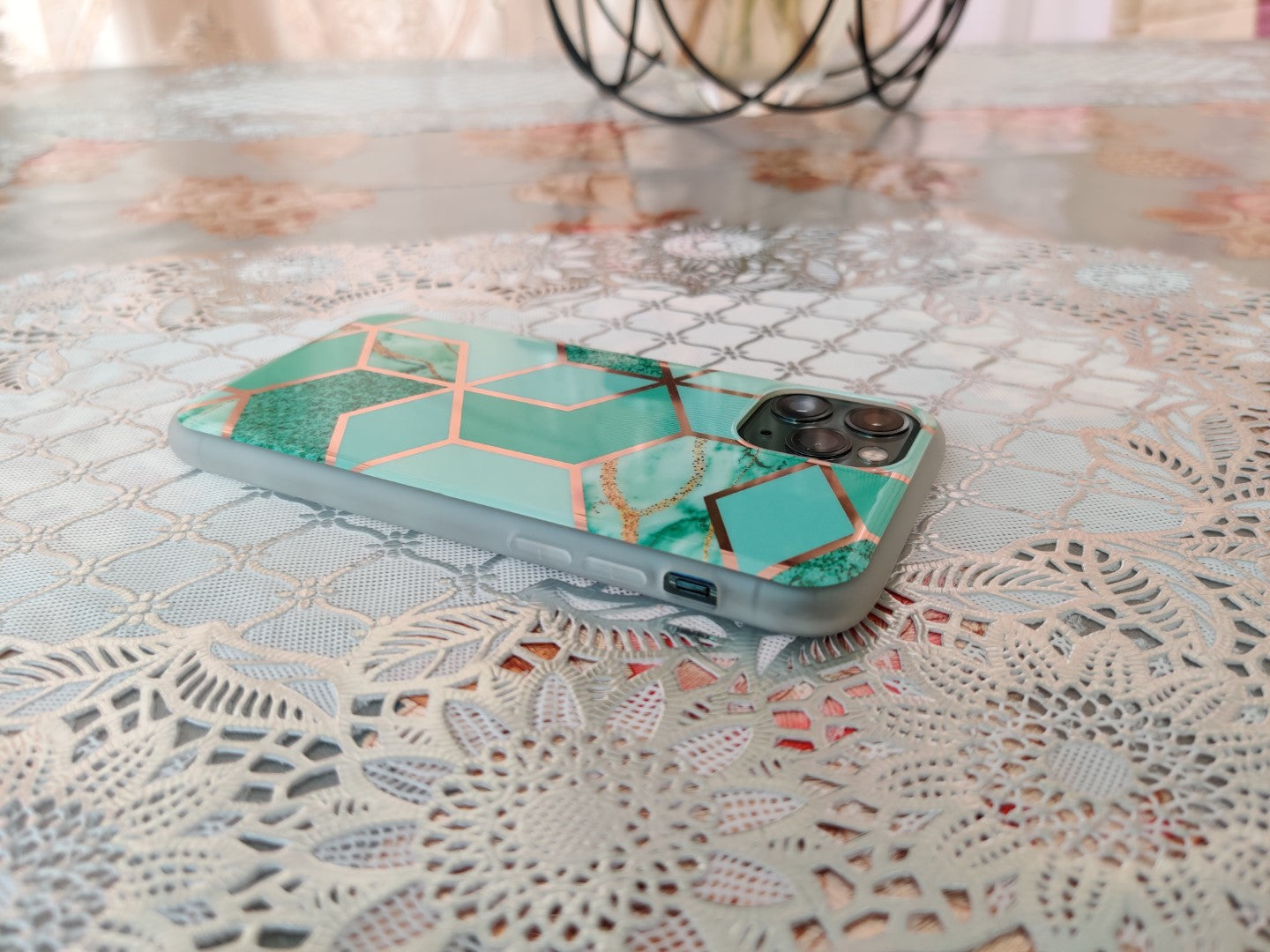 Marble Geometric TPU Green Case - For iPhone 11 Pro