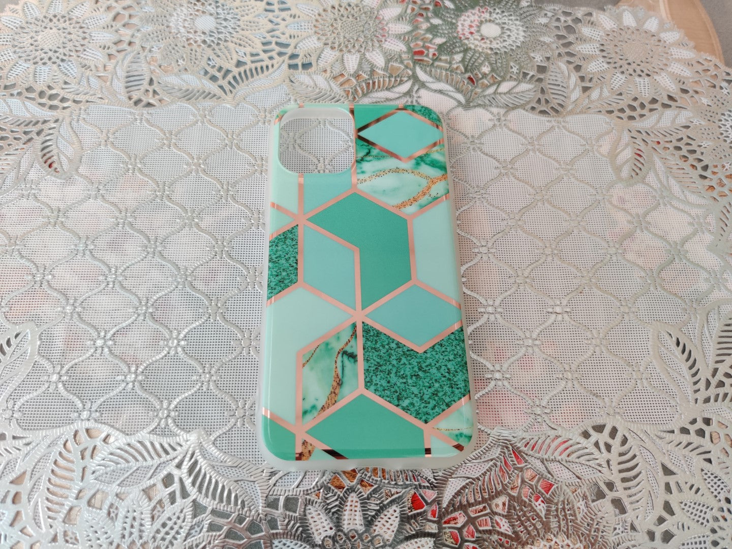 Marble Geometric TPU Green Case - For iPhone 11