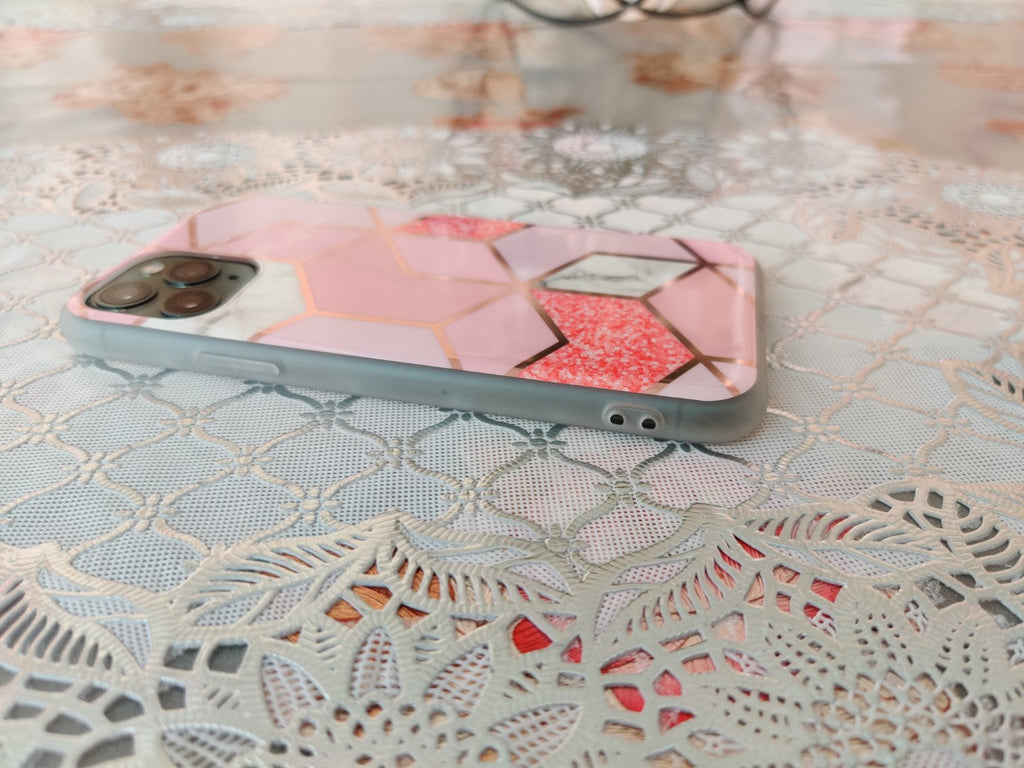 Marble Geometric TPU Pink Case - For iPhone 11 Pro