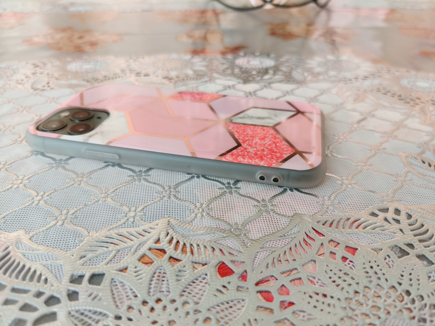 Marble Geometric TPU Pink Case - For iPhone 11 Pro