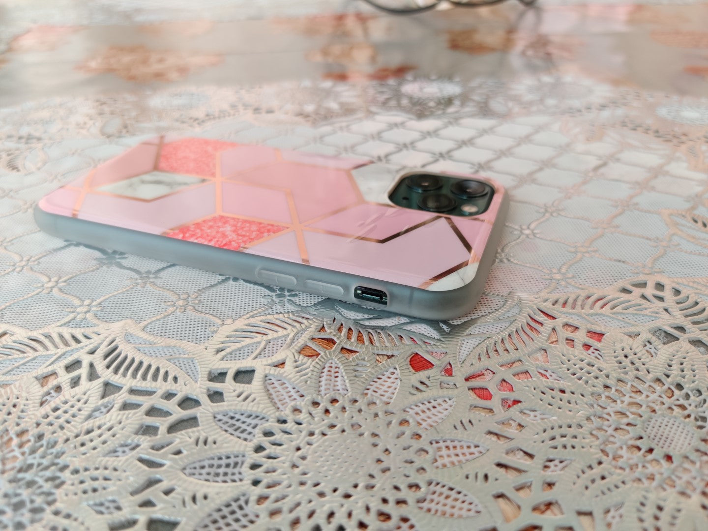 Marble Geometric TPU Pink Case - For iPhone 11 Pro