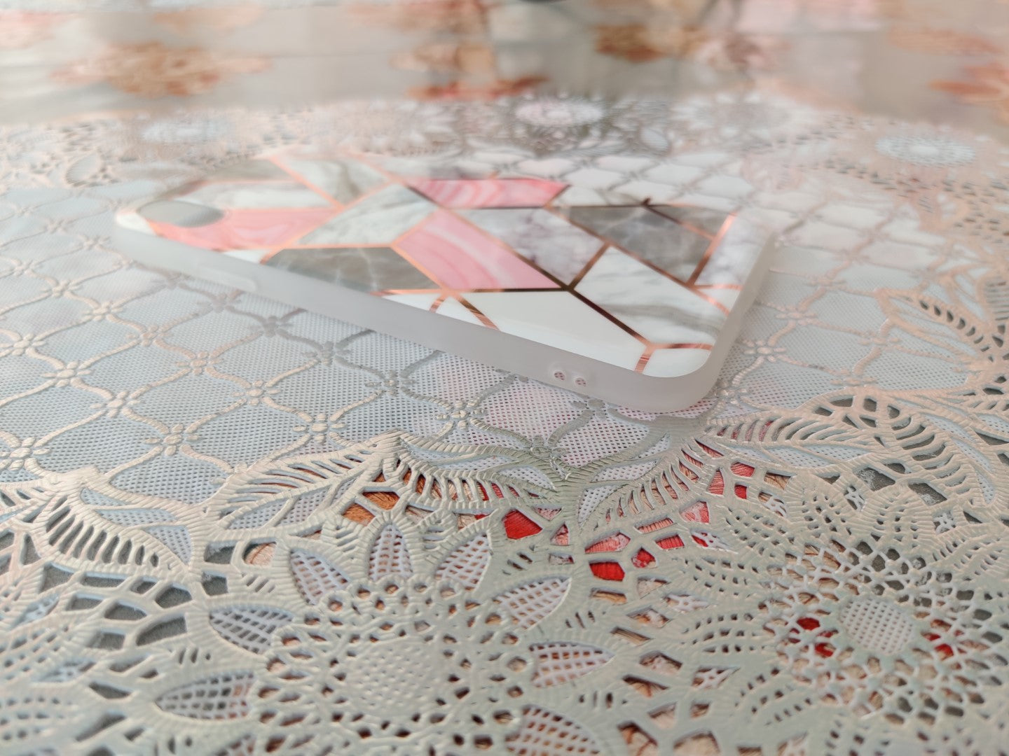 Marble Geometric TPU Coral Case - For iPhone X / Xs