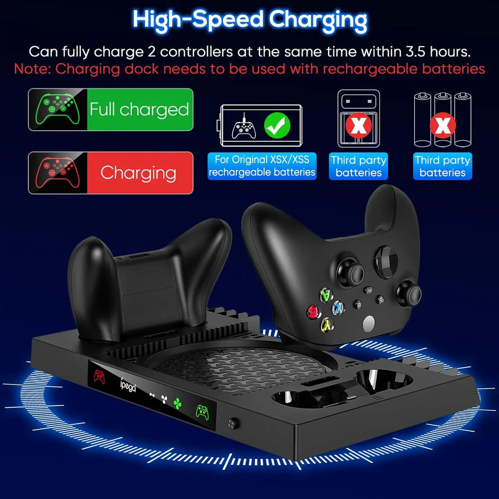 RGB Cooling Fan Stand & Charging Station for Xbox Series X Console & Controller
