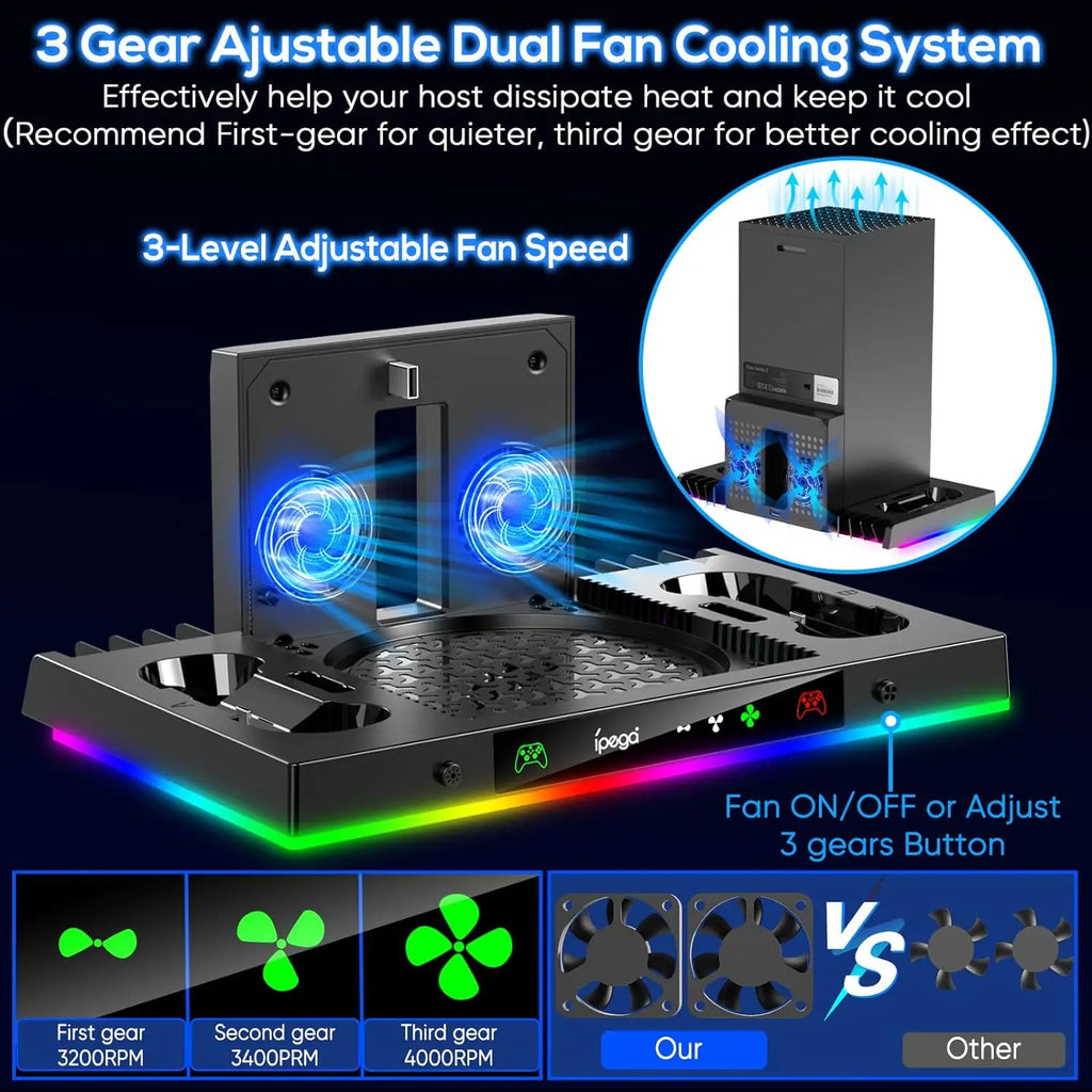 RGB Cooling Fan Stand & Charging Station for Xbox Series X Console & Controller