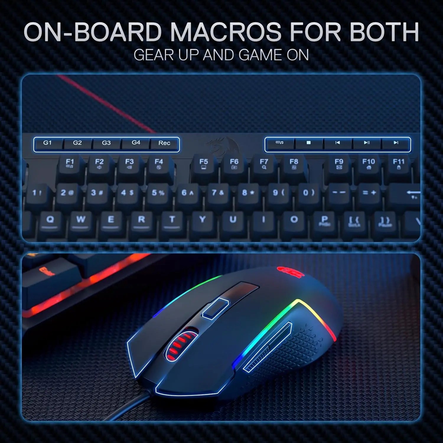 Redragon S141 Gaming Keyboard & Mouse Bundle - RGB Membrane Keyboard and Mouse