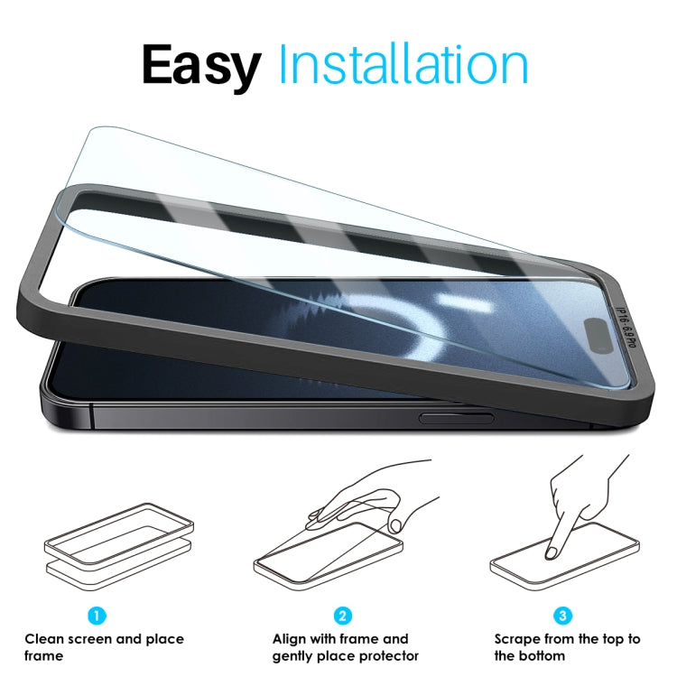 NORTHJO 2pcs Tempered Glass Film with Installation Frame - For iPhone 16 Pro Max