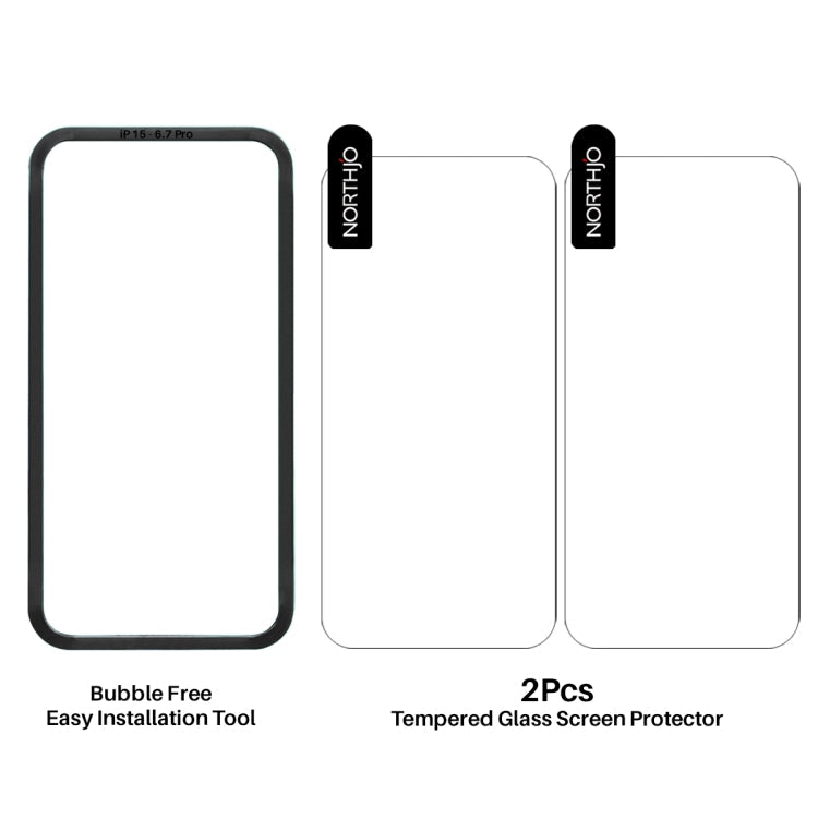 NORTHJO 2pcs Tempered Glass Film with Installation Frame - For iPhone 16 Pro Max