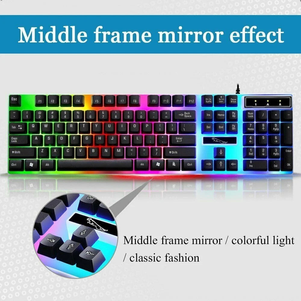 RGB Gaming Keyboard and Mouse Set USB LED for PC Laptop Console Computer