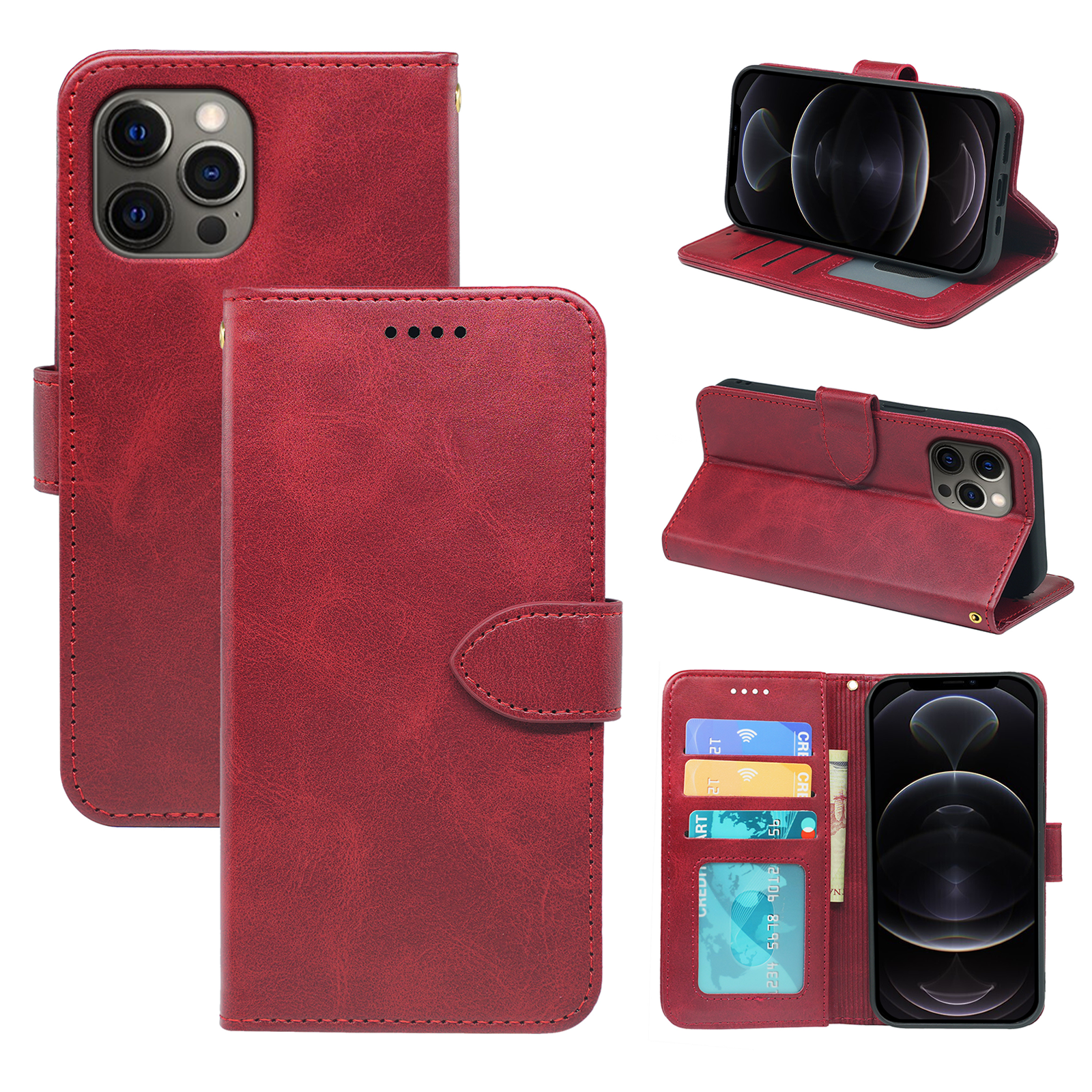 iPhone 13 Series Book Flip Case Leather Wallet