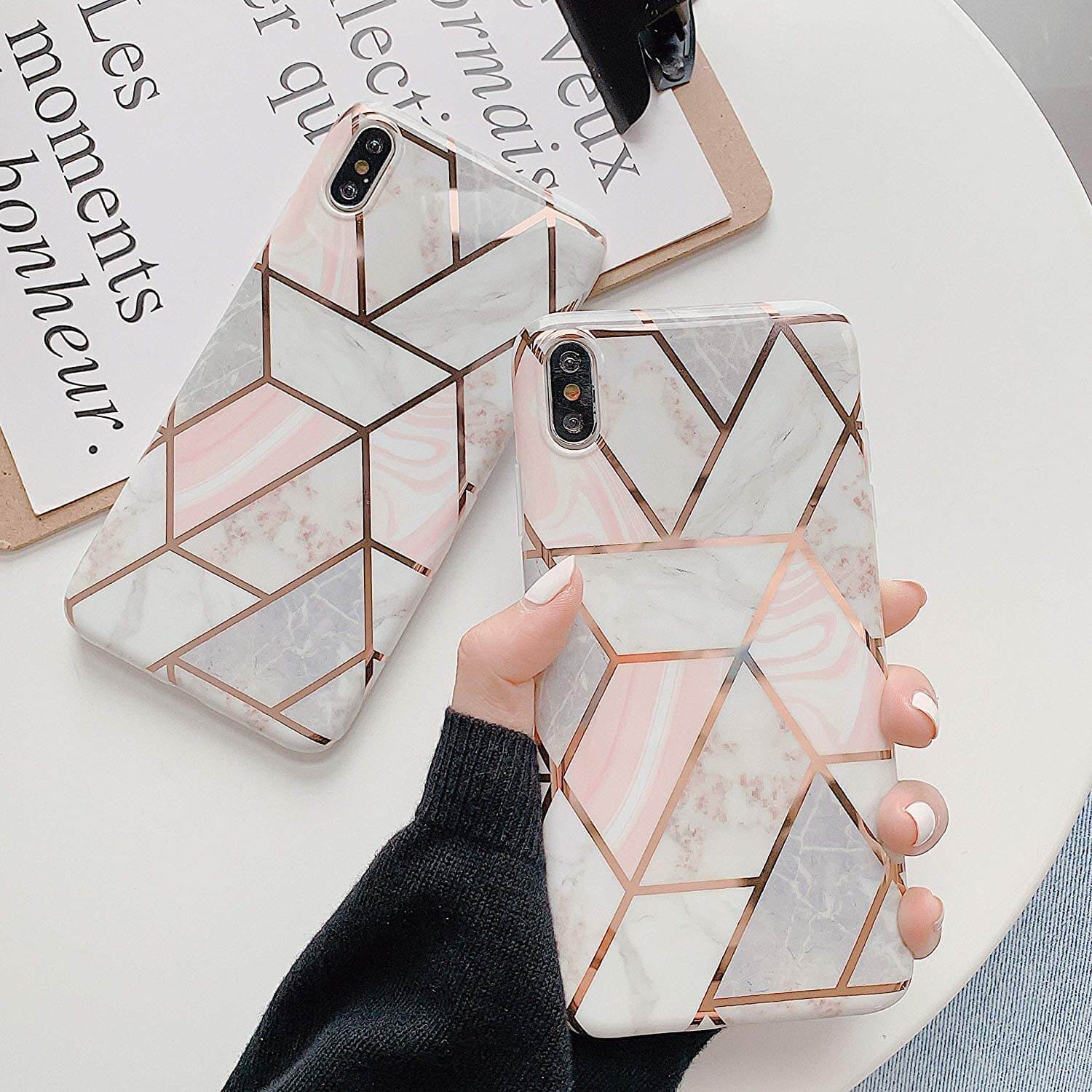 Marble Effect Soft TPU Coral Case - For iPhone 12 Pro Max