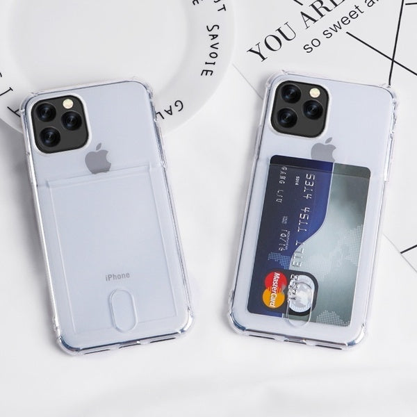 Soft TPU Clear Case With Card Slot - For iPhone 14 Pro Max